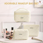 Makeup Bag 3 PCS Cosmetic Bags for Women, Large Travel Make up Bag Set Cute - Image 7