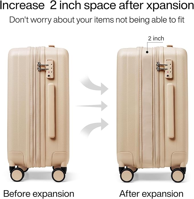 Hanke 20 Inch Expandable Carry on Luggage 22x14x9 Airline Approved Lightweight - Image 3