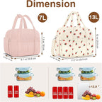 Corduroy Lunch Box Lunch Bag for Women Men, Cute Strawberry Small Insulated - Image 6