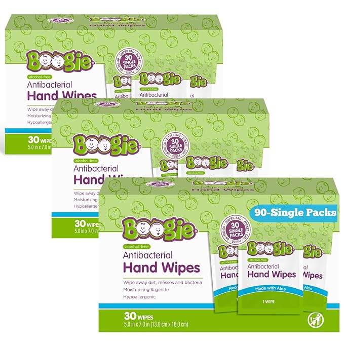 Antibacterial Hand Wipes by Boogie, Alcohol Free, Hypoallergenic and by BoogieBrand