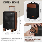 Romswi Luggage Sets 2 Piece, Expandable Carry On Luggage 20In - Image 9