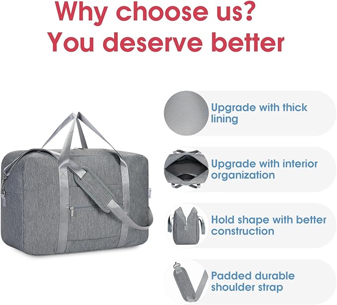 Carry on luaggage 22x14x9 Airlines Approved Foldable Carry on Bag Travel Duffel - Image 5