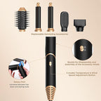 5 in ONE Blow Dryer Brush, Curling Wand Hair Styling Tools Set, Ionic Hot Air Hair Dryer, Massage Oval Hair Dryer, Left&Right Hair Curlers 100-120V