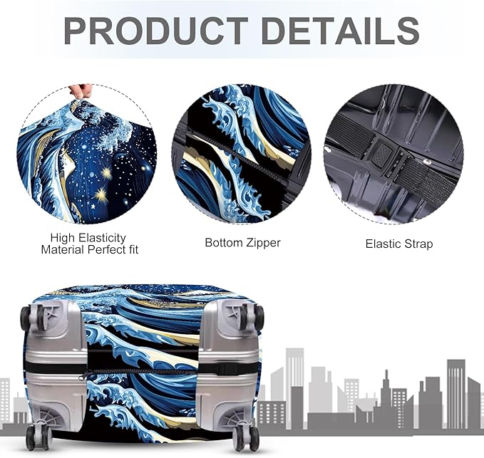 ANNA QUEEN Starry Ocean Wave Luggage Cover, Suitcase Protector - Image 4