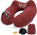 Inflatable Travel Neck Pillow for Airplane, Head Support Velvet Adult Neck by Glyzia