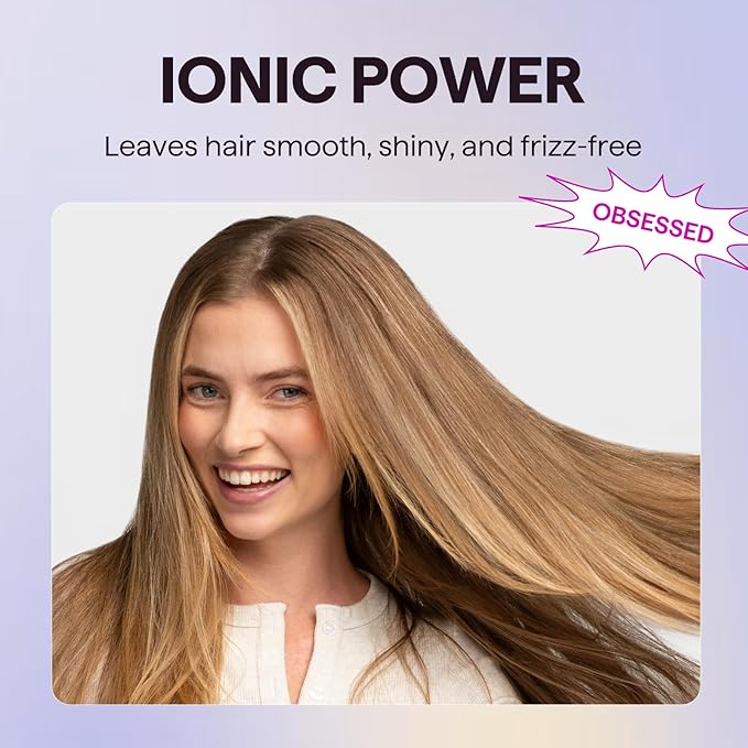 Wavytalk Hair Dryer with Diffuser, Blown Away Ionic Blow Dryer for Curly Hair with Comb, 1875W Fast Drying Hair Dryer with Ceramic Technology, 3 Attachments for All Hair Types, Light and Quiet, Pink