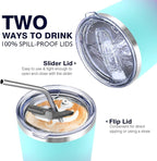 30 oz insulated tumbler with lid and straw, Reusable Spill Proof & Leak Proof - Image 3