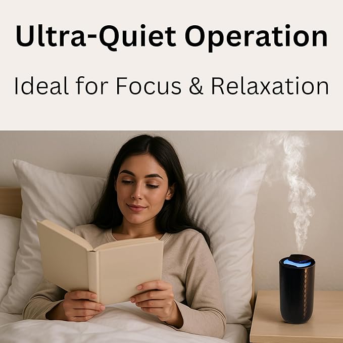 Waterless Essential Oil Diffuser – Portable Cordless Aromatherapy Diffuser for Home, Car & Office – 3 Mist Levels - 4 Timer Modes - 15ml Oil Capacity - USB-C Rechargeable