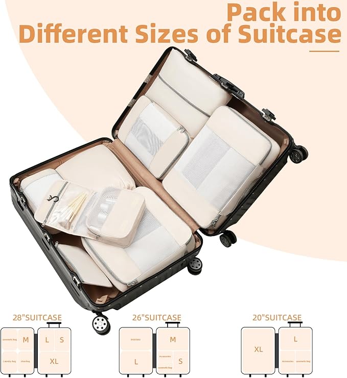 BAGAIL 6 Set/8 Set/10 Set Packing Cubes Various Sizes Packing Organizer - Image 7