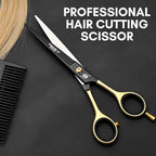 Professional Barber Hair Cutting Scissors 7.5” – Premium Japanese Stainless Steel Hair Shears with Razor Edge Blades – Salon & Home Haircut Scissors for Men, Women, Kids & Pets – Black Gold Series