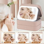 Travel Jewelry Case with LED Lighted Mirror, Personalized Birthday Gifts - Image 3