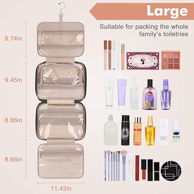 Wedama Toiletry Bag for Women, Large Cosmetic Travel Bag, Hanging Toiletry Bag - Image 2