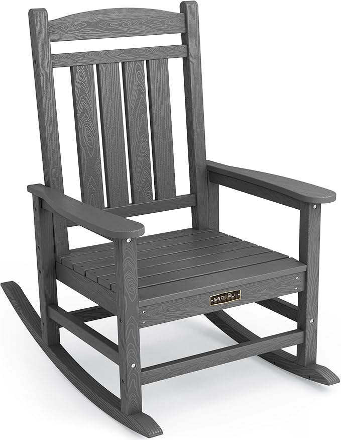 SERWALL Outdoor Rocking Chair, HDPE Patio Rocking Chair All-Weather Porch Rocker by SERWALL