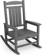 SERWALL Outdoor Rocking Chair, HDPE Patio Rocking Chair All-Weather Porch Rocker by SERWALL