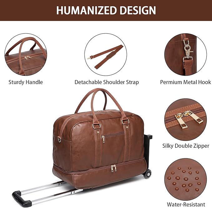 seyfocnia Rolling Duffle with Wheels, Duffle Bag - Image 3