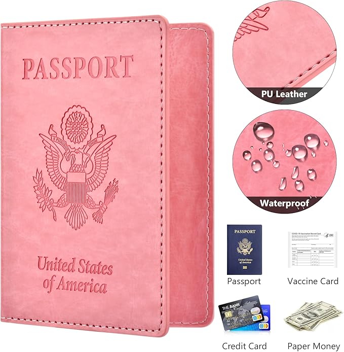 Eoehro Passport and Vaccine Card Holder, Faux Leather, Lightweight, Waterproof - Image 4