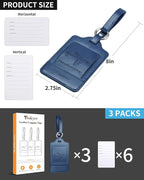 Teskyer Luggage Tags, 3 Pack Premium PU Leather Luggage Tags - Image 6