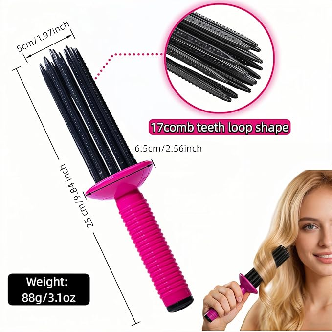 Volumizing Hair Brush, Heat Resistant Curling & Blowout Brush with 17 Anti-Slip Teeth for Smooth, Bouncy Curls - Salon Quality at Home, Gentle on All Hair Types