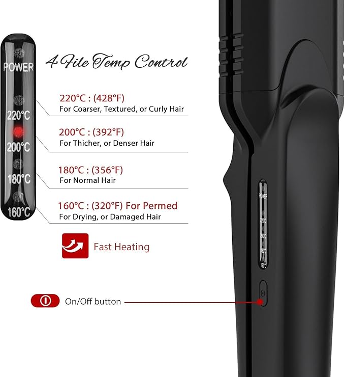 Pulla Hair Straightener and Crimper - 4 in 1 Tourmaline Ceramic Flat and Curling Iron for Hair Styling with Adjustable Temperature - Salon High Heat 320°F - 430°F for All Hair Types