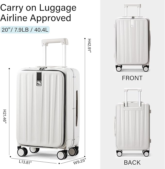 Hanke 20 Inch Carry On Luggage Hard Shell Suitcases - Image 3