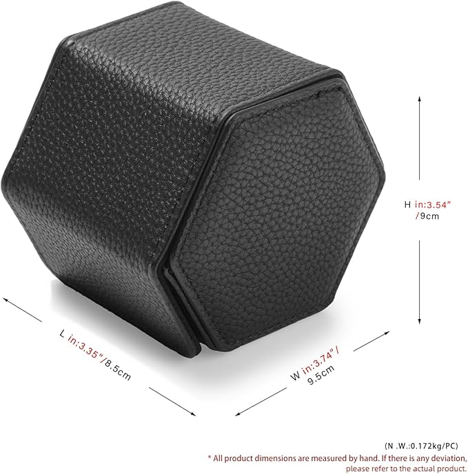 Oirlv Luxury Hexagonal Leather Watch Travel Case Single Watch Box - Image 7