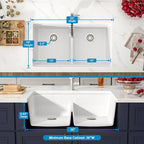 33 Inch Undermount White Granite Composite Kitchen Sink Under Counter Quartz - Image 5