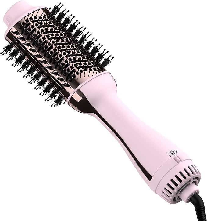 Hair Dryer Brush Blow Dryer Brush in One, Upgraded 4 in 1 Hair Dryer and Styler Volumizer with Negative Ion Anti-frizz Ceramic Titanium Barrel Hot Air Hair Straightener Brush