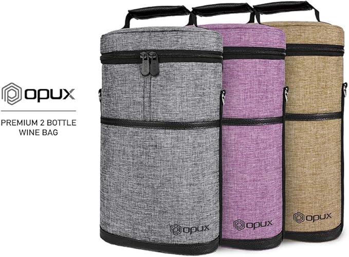 opux 2 Bottle Wine Carrier Tote, Insulated Leakproof Wine Cooler Bag, Wine - Image 9