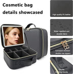 Travel Makeup Bag with LED Lighted Mirror, Travel Makeup Organizer, 3 Color - Image 6