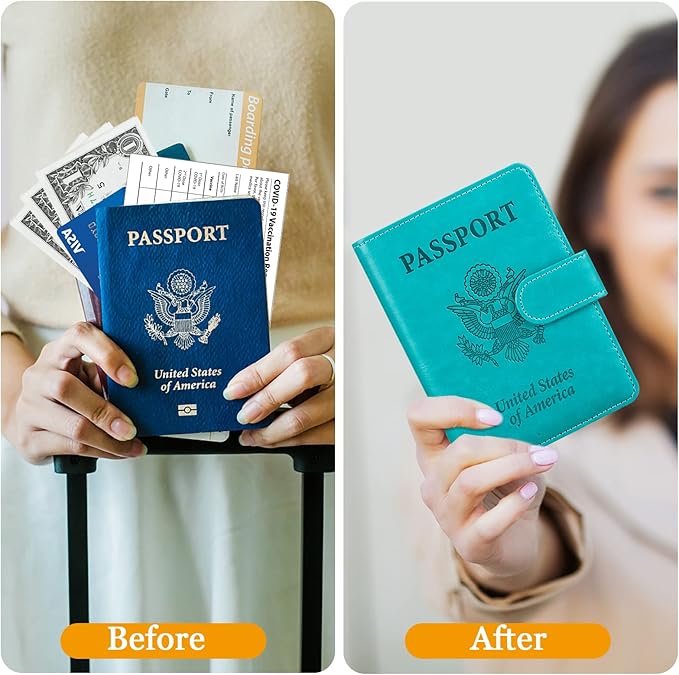 TIGARI Passport Holder for Travel Women Men, PU Leather Waterproof RFID - Image 5