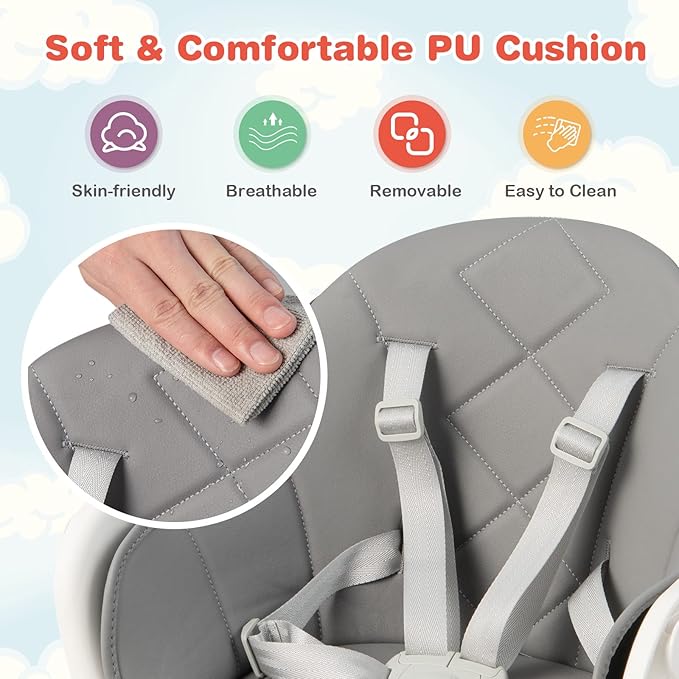 HONEY JOY Baby High Chair, 6 In 1 Convertible Wooden Highchair - Image 7