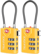 Search Alert TSA Approved Travel Combination Luggage Cable Locks by TRAVOCE