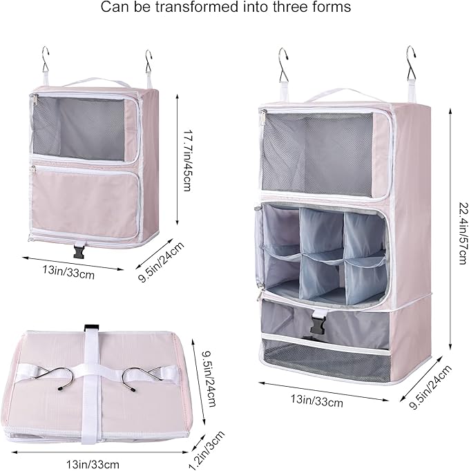 TABITORA Travel Portable Hanging Shelves Closet Organizer Packing Luggage - Image 4