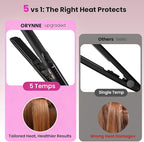 Mini Flat Iron 1/2 Inch with 5 Adjustable Temperatures, Tourmaline Ceramic Small Hair Straightener for Short Hair, Bangs, Beard, Pixie, Edge - Dual Voltage Travel Curling Iron, Auto-Off