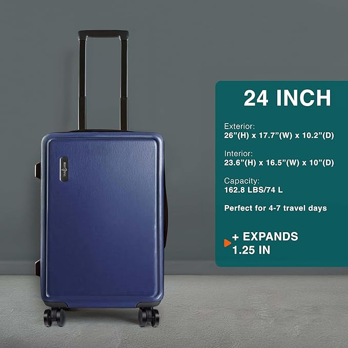 24 Inch Luggage with Spinner Wheels, Hard Shell Suitcase with TSA Locks - Image 2