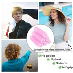 18PCS Self Grip Small Hair Curlers Heatless Roller Hair Curlers Pro Salon Hairdressing Curler DIY Curly Hairstyle Hair Rollers Tools Rat Tail Comb for Women Medium Short Hair(Pink)