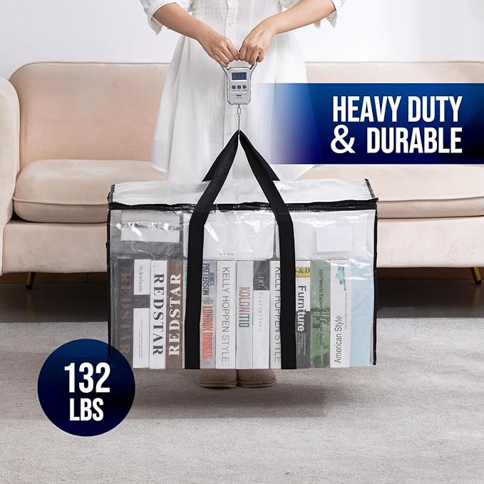 TAILI Extra Large Moving Bags, 8 Pack Clear Heavy Duty Totes - Image 7