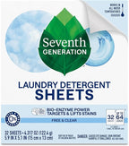 Seventh Generation Laundry Detergent Sheets 32ct Free & Clear Removes Tough - Image 3