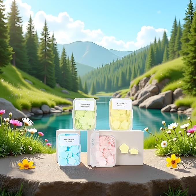 3 Boxes 300Pcs Portable Hand Washing Soap Sheets, Different Scented Mini Petal - Image 3