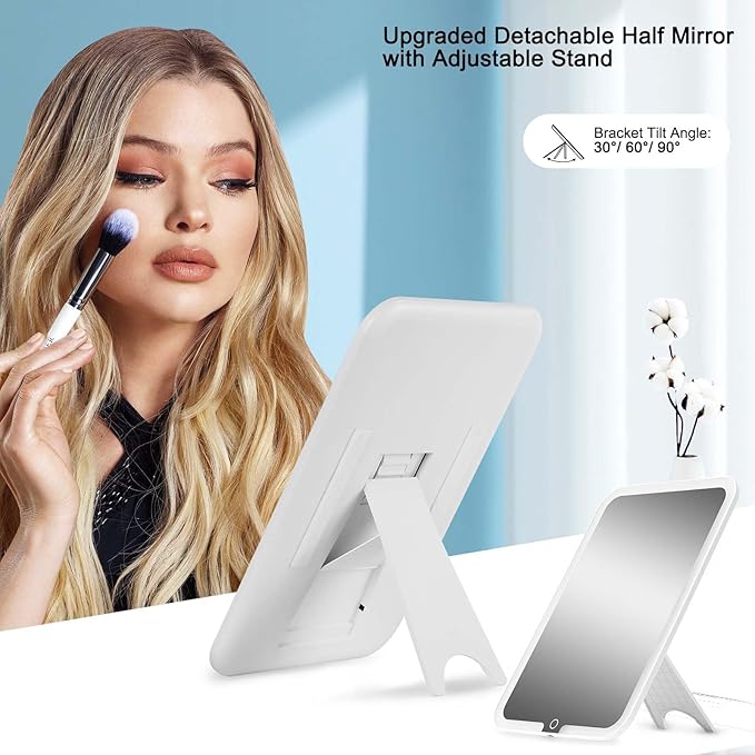 Large Travel Makeup Bag with LED Mirror, 3-Color Stepless Dimming Stand Mirror - Image 3