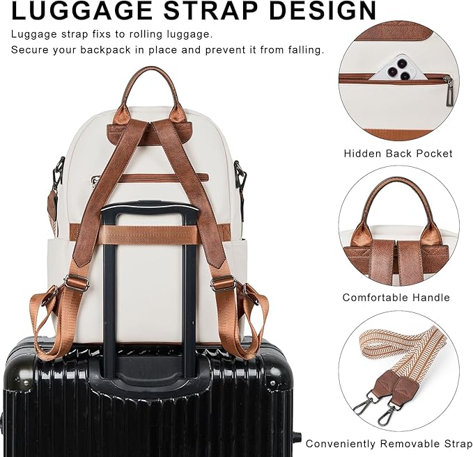 Backpack Purse for Women Laptop Backpack, Leather Travel Backpack Shoulder Bag - Image 7