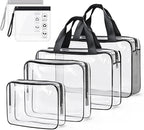 ABSOFINE Clear Toiletry Bag for Travel Size Toiletries, 4 Pack Large Waterproof by ABSOFINE