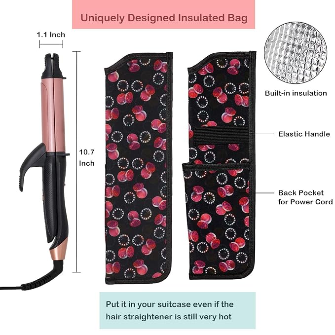 2 in 1 Hair Straightener and Curler, 1 Inch Ceramic Flat Iron & Curling Iron Combo, Mini Travel Dual Voltage 100‑240V, Fast PTC Heating, 360° Swivel Cord, Heat‑Resistant Travel Pouch, Rose Gold