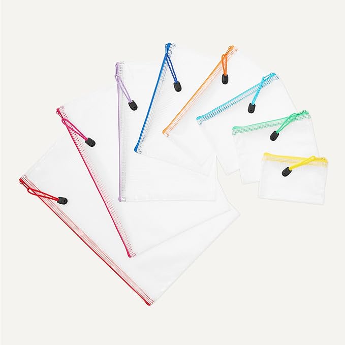 Amazon Basics 30-Pack Mesh Zipper Pouch Bags, 8 Sizes Waterproof Storage - Image 4
