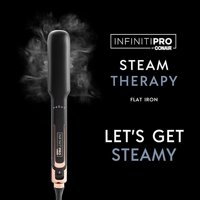 INFINITIPRO by CONAIR Steam Therapy Flat Iron, 1 1/2-inch Hair Straightener
