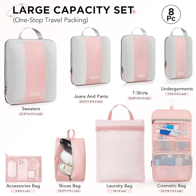 8 Set Compression Packing Cubes - Image 2