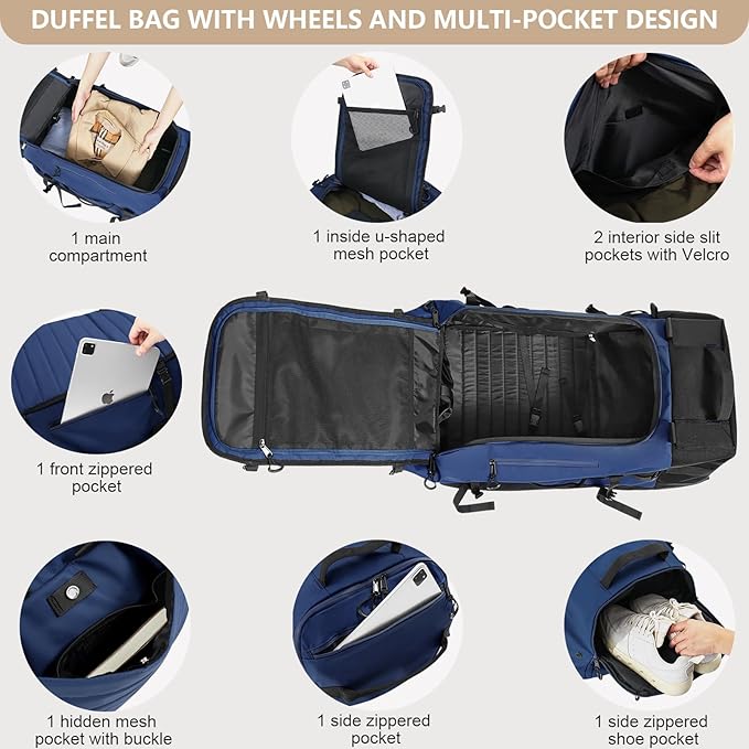 CONTAIL 86L Foldable Wheeled Duffel Backpack - Image 6