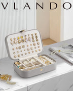 Vlando Travel Jewelry Case, PU Leather Travel Jewelry Box - Image 7