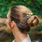HairZing Hair Hugger for Fine, Thin, Short & Straight Hair Easy Comfy Styles, Add Volume with No Pressure - Double Comb with Elastic for UpDo, Ponytail, French Twist, Bun (Jet AB - Medium)
