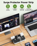 Power Strip Surge Protector- 5FT Flat Plug Extension Cord, 8 AC Outlet& 6 USB - Image 2